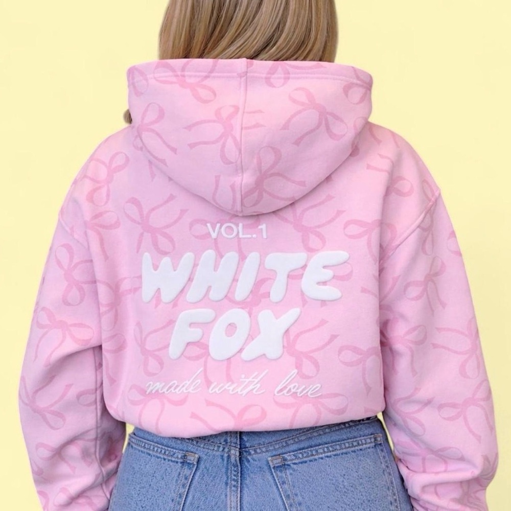 LIMITED White Fox Pink bow Hoodie